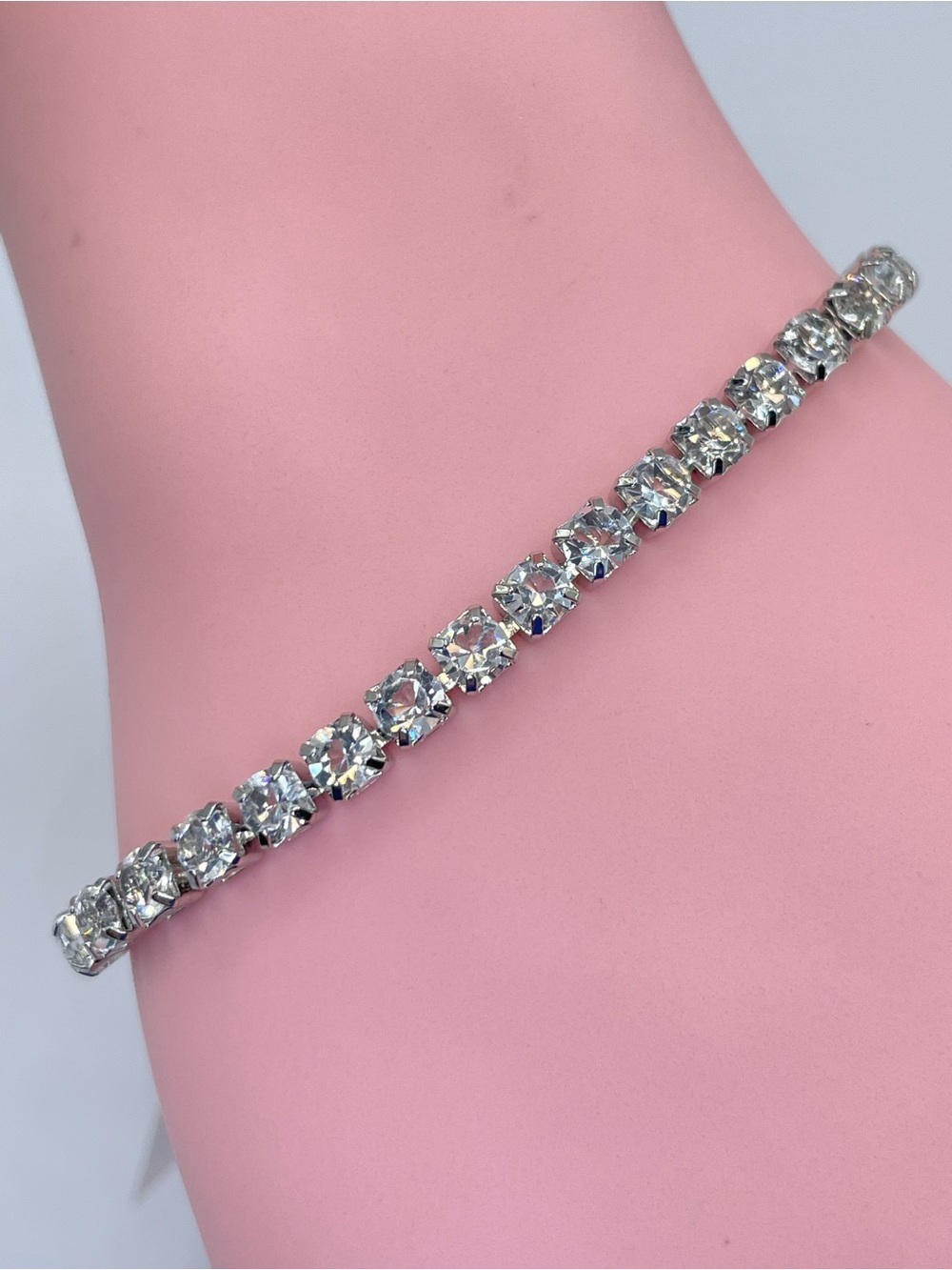 Swarovski Crystal Elements White Crystal Adjustable Tennis Bracelet Glam Bridal